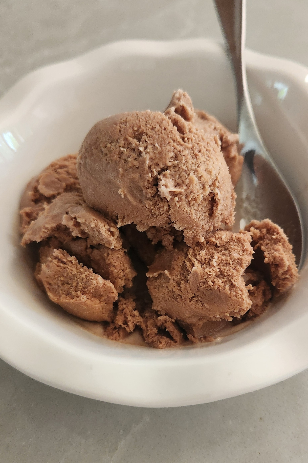 homemade chocolate ice cream in a dish