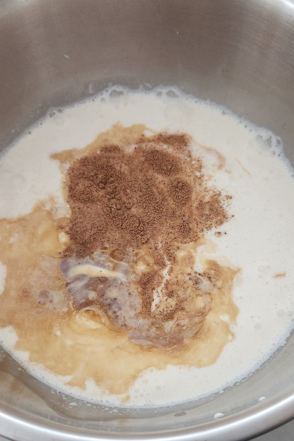 ingredients for eggnog in a bowl