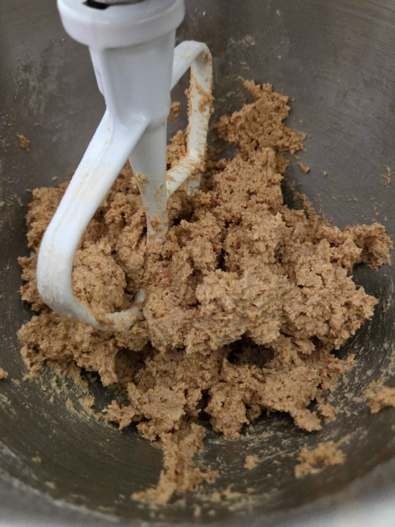 Graham cracker cookie dough mixed together before adding chocolate and marshmallows.