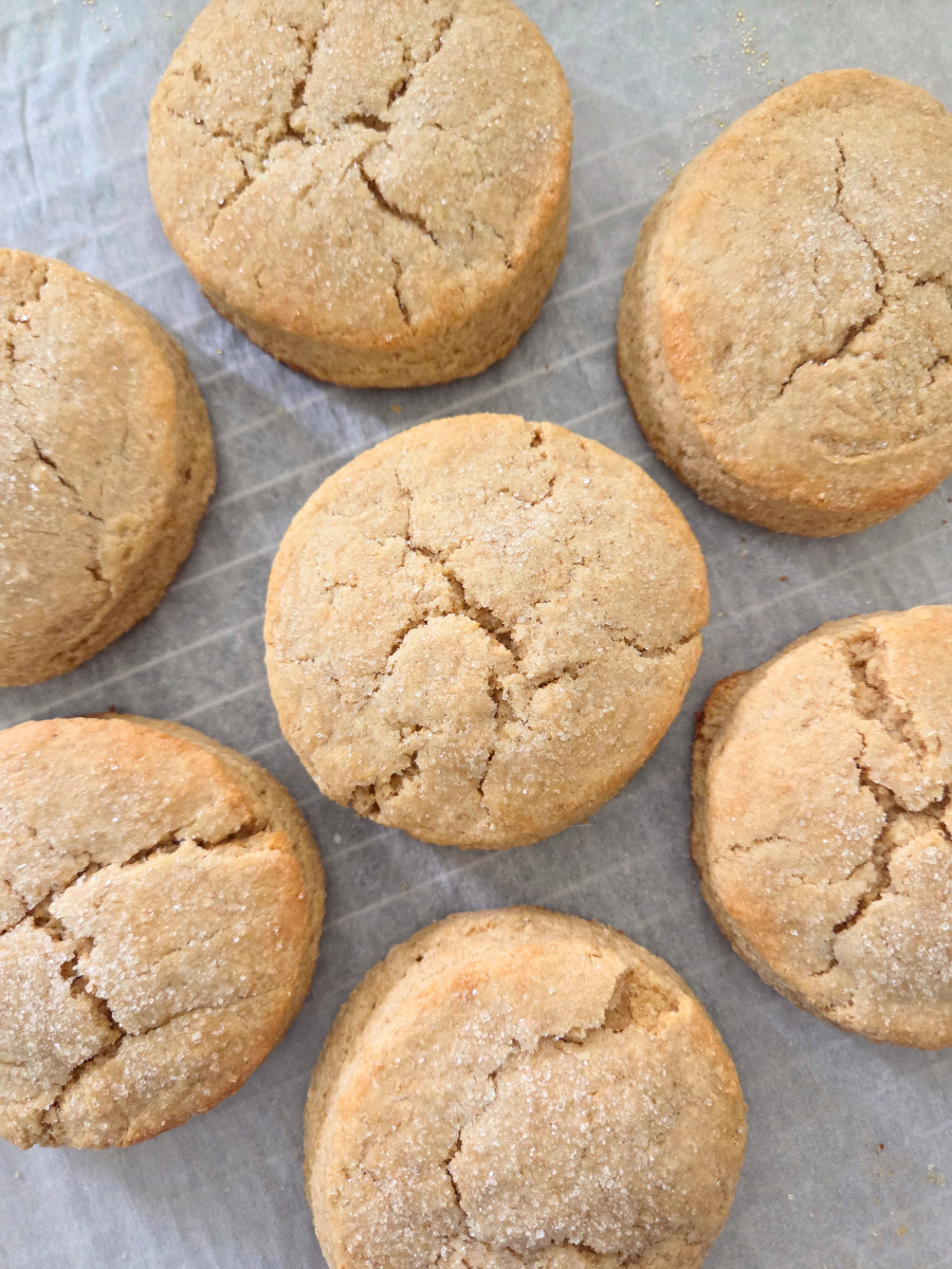 Golden brown homemade shortcakes cooling after baking.