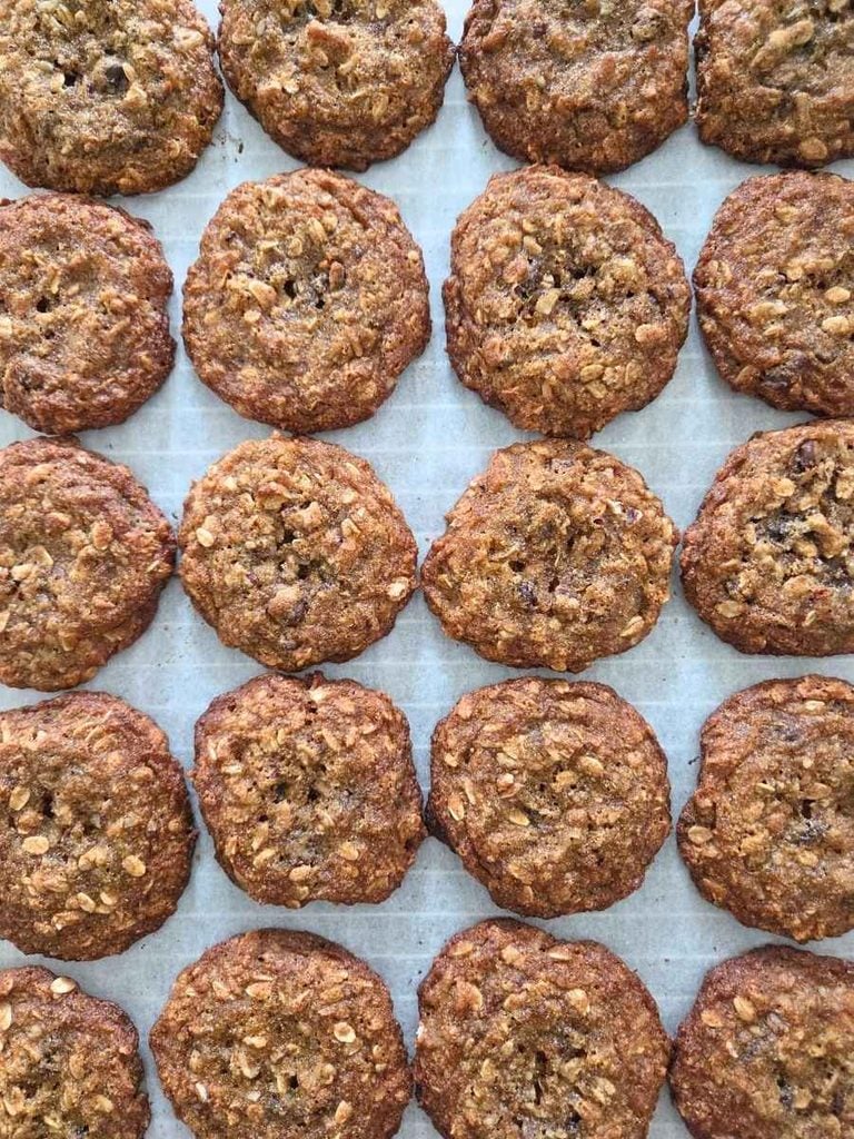 Fresh milled flour cowboy cookies baked until golden brown