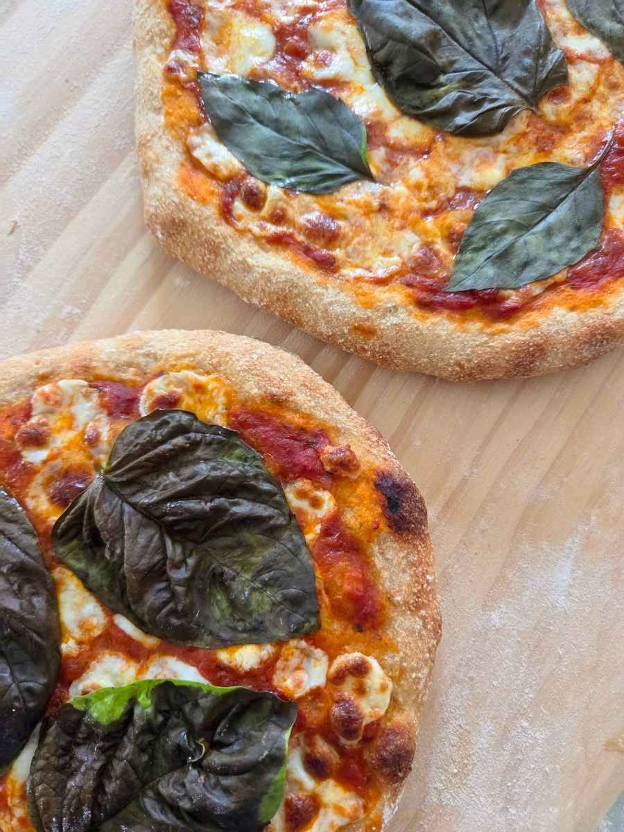 Homemade pizzas made with the best fresh milled flour pizza dough recipe