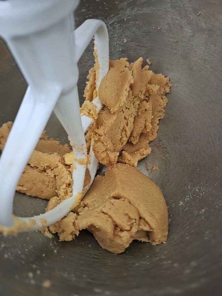 Butter and brown sugar creamed together in a stand mixer until smooth.